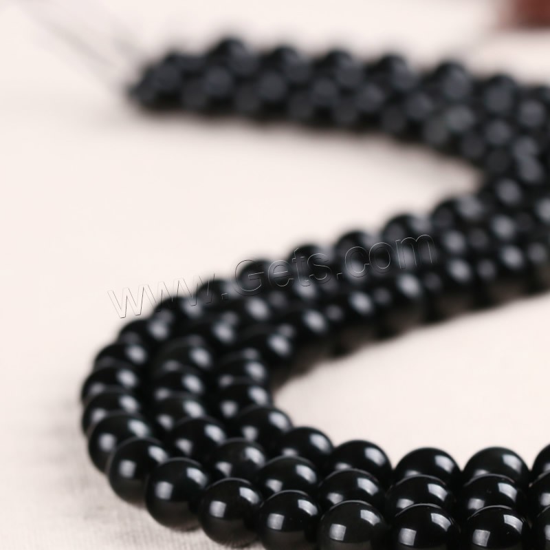 Black Obsidian Beads, Natural Black Obsidian, Round, different size for choice, Hole:Approx 1mm, Length:Approx 15 Inch, Sold By Strand