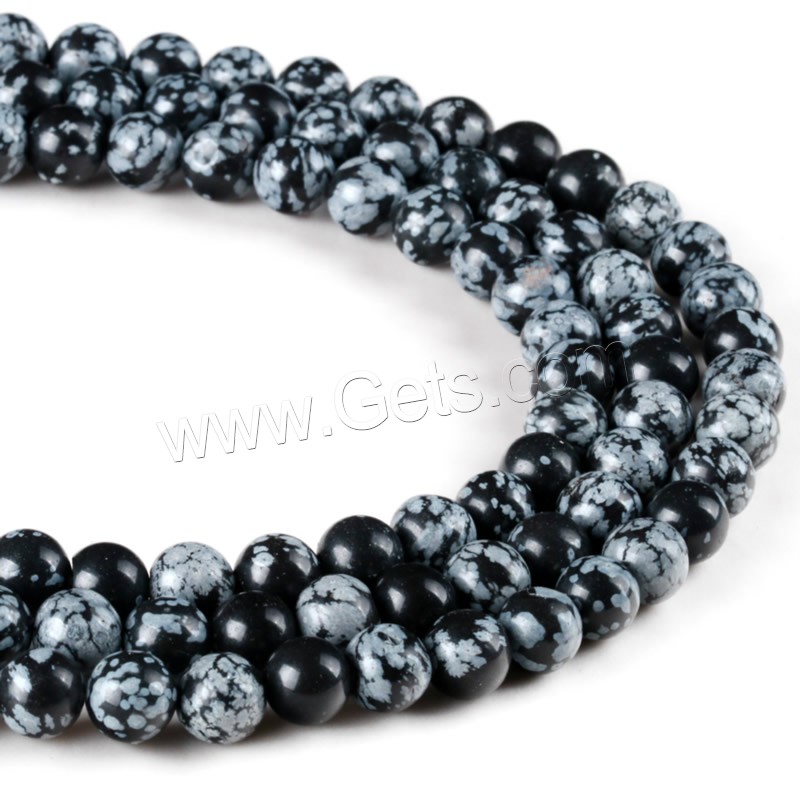 Snowflake Obsidian Bead, Round, different size for choice, Hole:Approx 1mm, Length:Approx 15 Inch, Sold By Strand