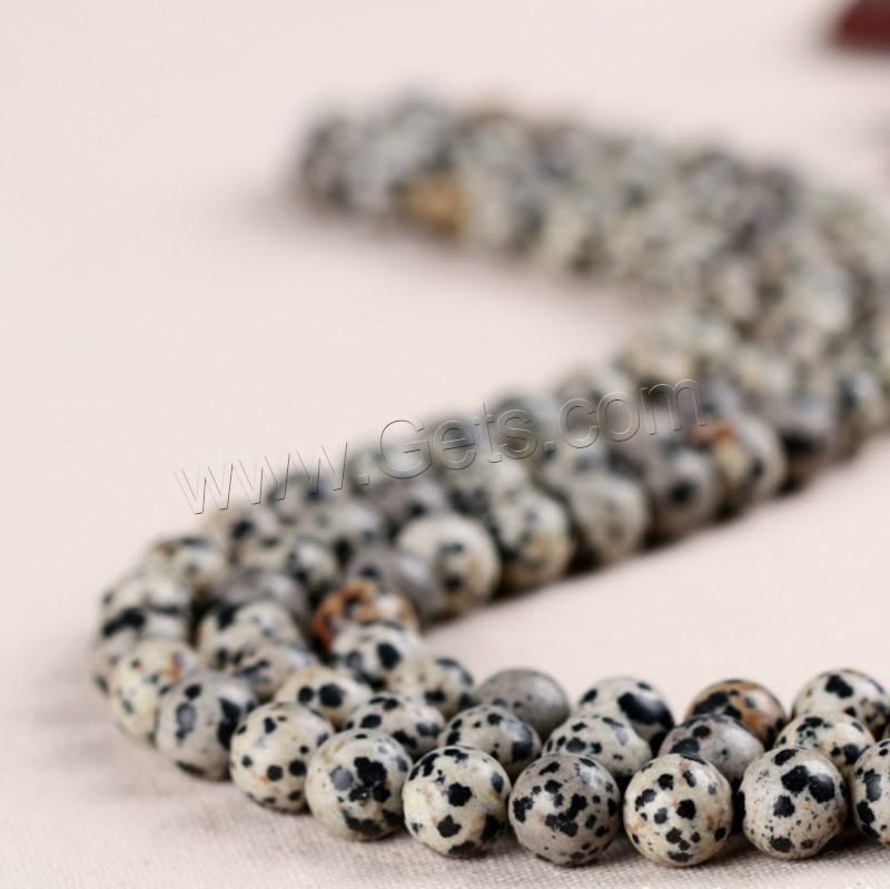 Perles dalmatiens, Dalmate, Rond, normes différentes pour le choix, Trou:Environ 1mm, Longueur:Environ 15 pouce, Vendu par brin