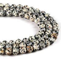 Dalmatinische Perlen, Dalmatiner, rund, verschiedene Größen vorhanden, Bohrung:ca. 1mm, Länge:ca. 15 ZollInch, verkauft von Strang