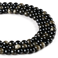 Gold Obsidian Beads, Round, natural Approx 1mm Approx 15 Inch 