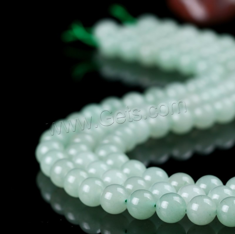 Grün Aventurin Stein Perlen , Grüner Aventurin, mit Impression Jaspis, rund, verschiedene Größen vorhanden, Bohrung:ca. 1mm, Länge:ca. 15 ZollInch, verkauft von Strang