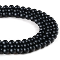 Black Stone Bead, Round, synthetic & frosted Approx 1mm Approx 15 Inch 