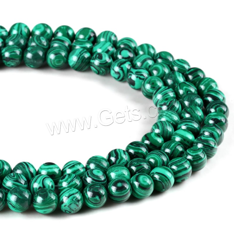 Synthetic Malachite Beads, Round, different size for choice, Hole:Approx 1mm, Length:Approx 15 Inch, Sold By Strand
