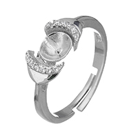Montaje de anillo de plata esterlina, plata de ley 925, micro arcilla de zirconia cúbica, 7mm, 0.7mm, tamaño:6, Vendido por UD