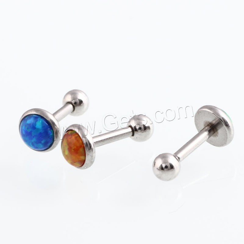 Stainless Steel Lip Ring, with Stone, different size for choice & for woman, mixed colors, 3mm, 6mm, Sold By PC