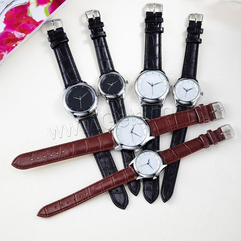 Unisexe Armbanduhr, PU Leder, mit Glas & Zinklegierung, Platinfarbe platiniert, einstellbar & verschiedene Größen vorhanden, keine, verkauft von PC