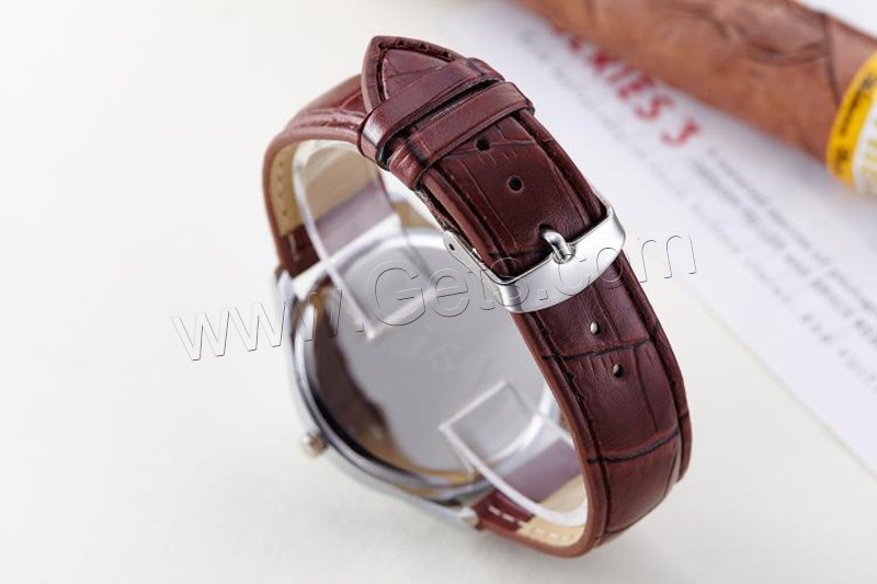 Unisex Wrist Watch, PU Leather, with Glass & Zinc Alloy, platinum color plated, adjustable & different size for choice, more colors for choice, Sold By PC