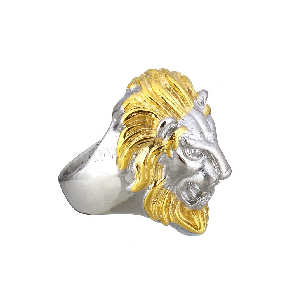 Stainless Steel Finger Ring, Lion, plated, different size for choice, 33mm, Sold By PC