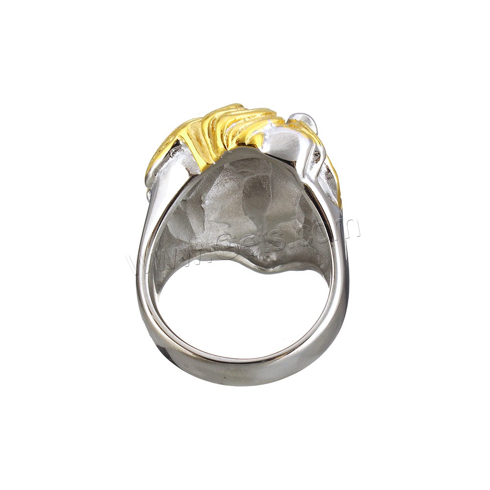 Stainless Steel Finger Ring, Lion, plated, different size for choice, 33mm, Sold By PC