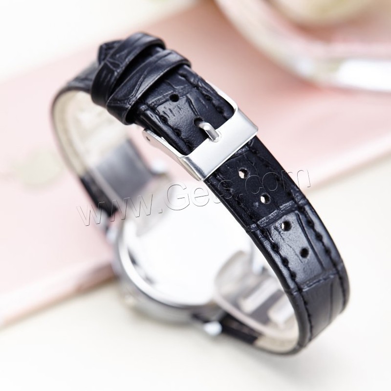 Unisex Wrist Watch, PU Leather, with Glass & Zinc Alloy, platinum color plated, adjustable & different size for choice, more colors for choice, Sold By PC