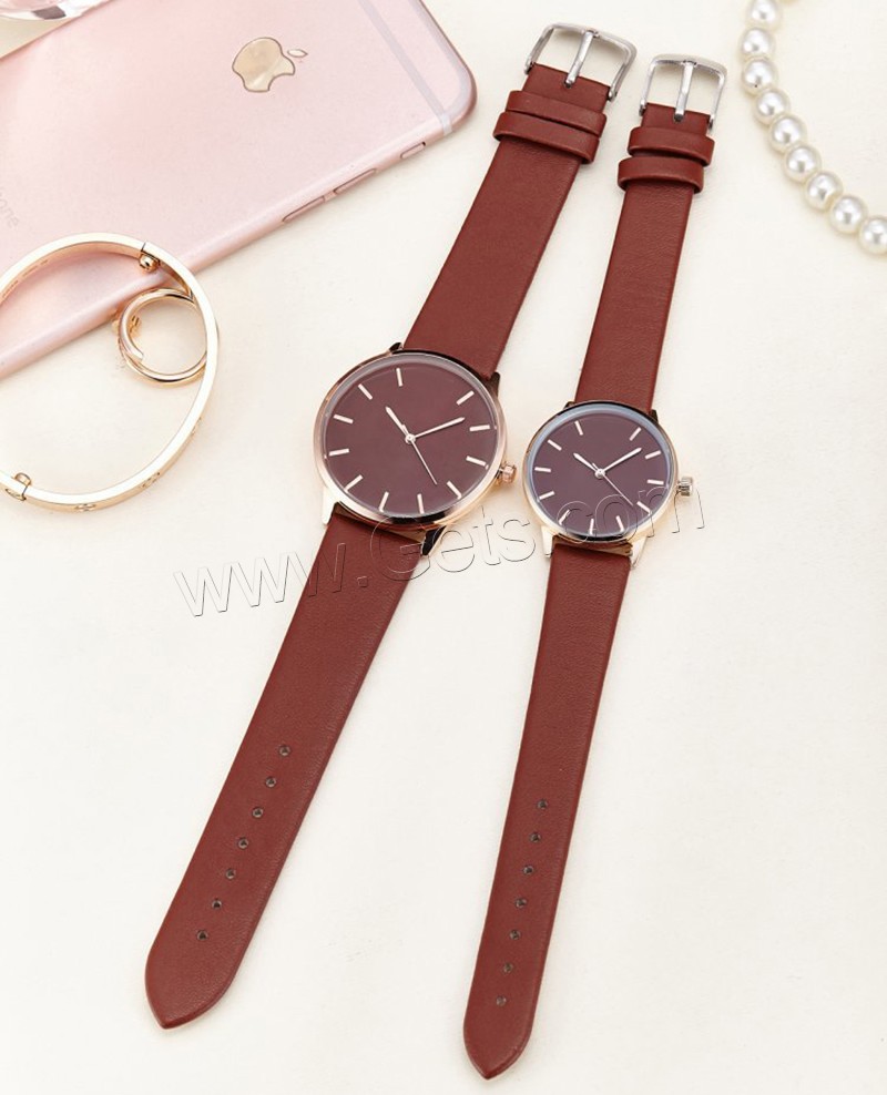 Unisex Wrist Watch, PU Leather, with Glass & Zinc Alloy, plated, adjustable & different size for choice, more colors for choice, Sold By PC
