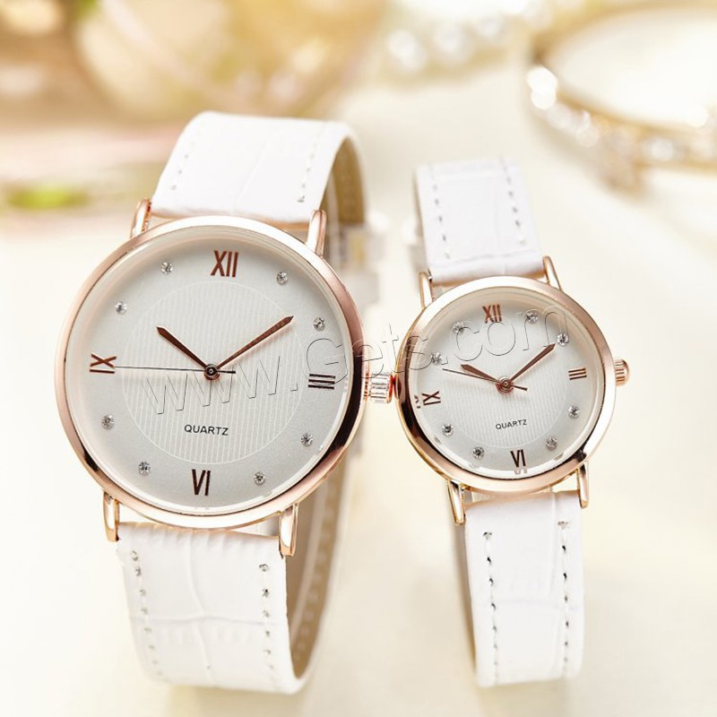 Unisex Wrist Watch, PU Leather, with Glass & Zinc Alloy, plated, adjustable & different size for choice & with rhinestone, more colors for choice, Sold By PC