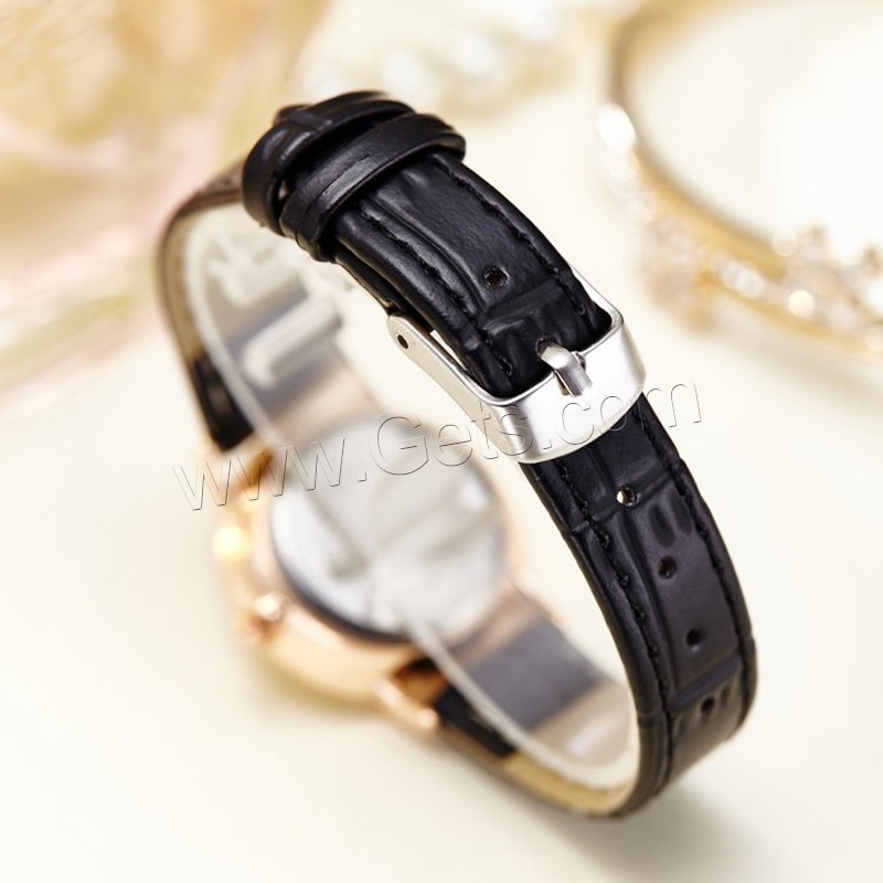 Unisex Wrist Watch, PU Leather, with Glass & Zinc Alloy, plated, adjustable & different size for choice & with rhinestone, more colors for choice, Sold By PC