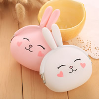 Coin Purse, Silicone, with Zinc Alloy, Rabbit, platinum color plated 