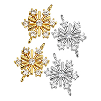Cubic Zirconia Micro Pave Brass Connector, Snowflake, plated, micro pave cubic zirconia & 1/1 loop Approx 1mm 