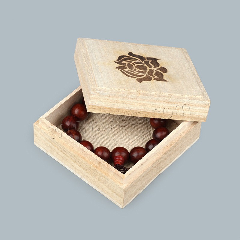 Деревянная  шкатулка для браслетов, деревянный, Квадратная форма, разный размер для выбора & с цветочным узором, продается PC