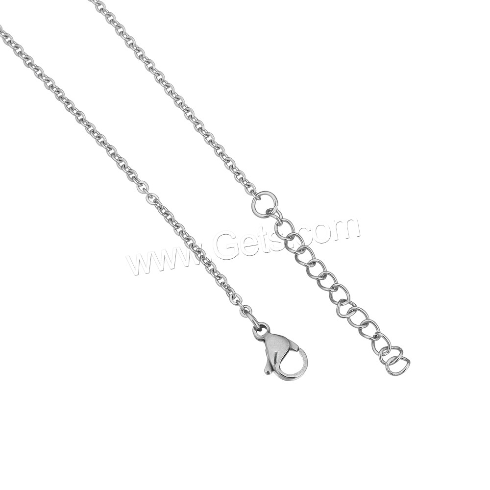Stainless Steel Jewelry Necklace, with 1.2 lnch extender chain, Letter, oval chain & different styles for choice, original color, 2mm, Length:Approx 20.5 Inch, Sold By Strand