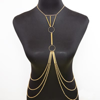 Bijoux chaîne de corps, alliage de zinc, Placage de couleur d'or, chaîne de torsion ovale & pour femme Environ 15.5 pouce, Vendu par brin