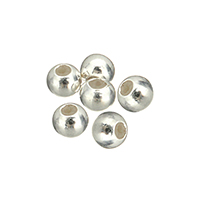925 Sterling Silber Stopper-Perlen, plattiert, keine, 5mm, Bohrung:ca. 2mm, verkauft von PC