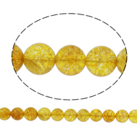 Natural Citrine Beads, Round & crackle Approx 1mm Approx 15 Inch 