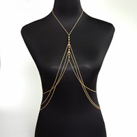 Bijoux chaîne de corps, alliage de zinc, Placage de couleur d'or, chaîne ovale & pour femme Environ 15.5 pouce, Vendu par brin