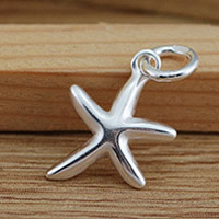 Animal Brass Pendants, Starfish, real silver plated, lead & cadmium free Approx 2.5-3mm 