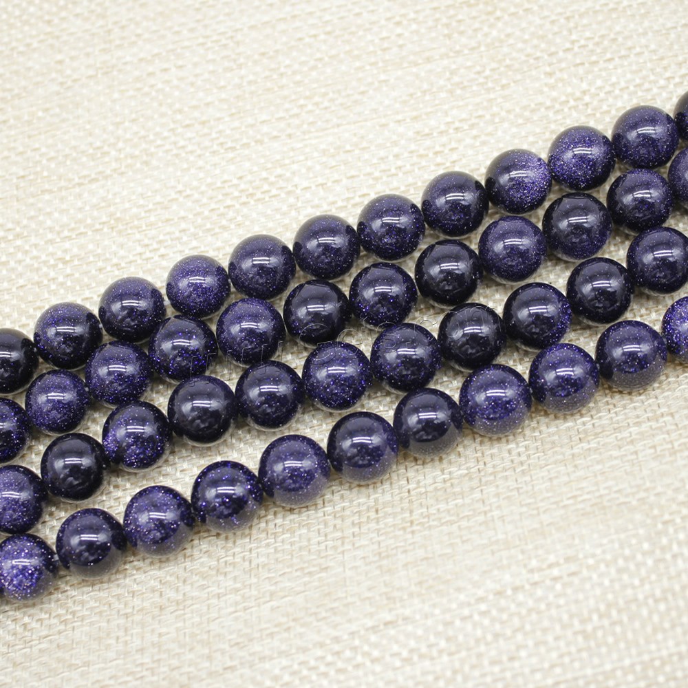 Blaue Goldstein Perlen, blauer Goldsand, rund, synthetisch, verschiedene Größen vorhanden, Länge:ca. 15 ZollInch, verkauft von Strang