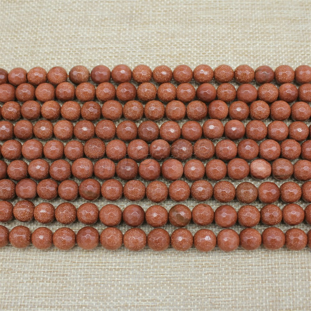Goldstone Beads, Round, synthetic, different size for choice, Length:Approx 15 Inch, Sold By Strand