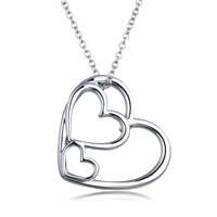 Zinc Alloy Necklace, with iron chain, Heart, platinum color plated, oval chain & for woman, lead & cadmium free, 30mm Approx 17.5 Inch 