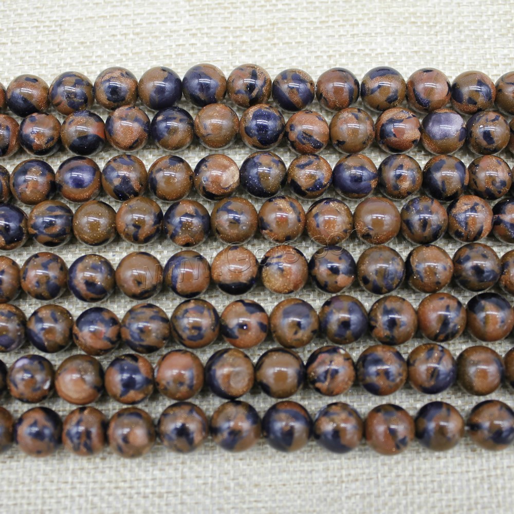 Goldstein Perlen, Goldsand, rund, synthetisch, verschiedene Größen vorhanden, Länge:ca. 15 ZollInch, verkauft von Strang