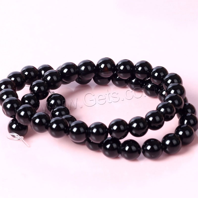 Natural Black Agate Beads, Round, different size for choice, Hole:Approx 1mm, Length:Approx 15 Inch, Sold By Strand