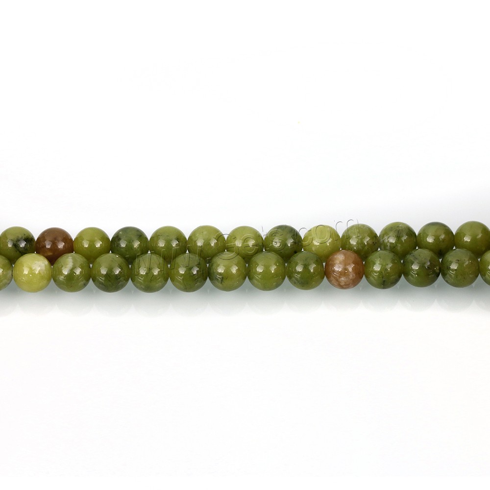Jade Olive, Rond, normes différentes pour le choix, vert, Trou:Environ 0.5-1.5mm, Longueur:Environ 15 pouce, Vendu par brin