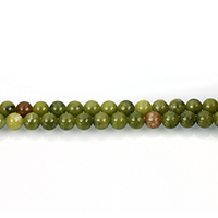 Perle aus Olive Jade, rund, verschiedene Größen vorhanden, grün, Bohrung:ca. 0.5-1.5mm, Länge:ca. 15 ZollInch, verkauft von Strang