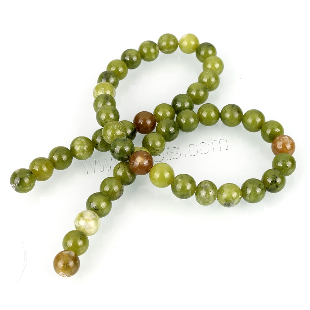 Jade Olive, Rond, normes différentes pour le choix, vert, Trou:Environ 0.5-1.5mm, Longueur:Environ 15 pouce, Vendu par brin