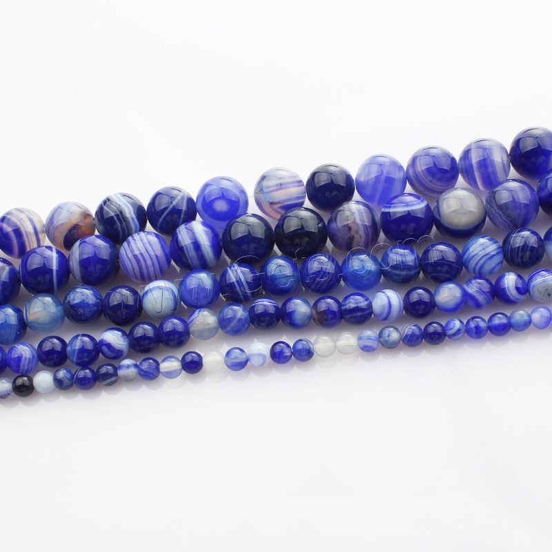 Perle Agate dentelle naturelle, agate lace, Rond, normes différentes pour le choix, couleur bleu foncé, Longueur:Environ 15 pouce, Vendu par brin