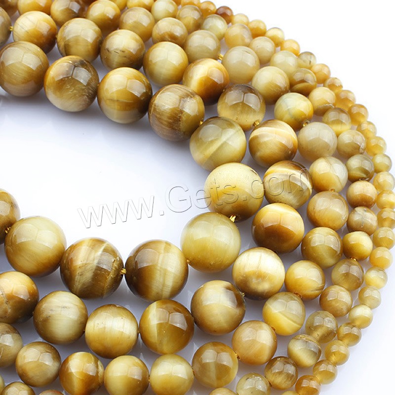 Tiger Eye Beads, Round, natural, different size for choice, yellow, Length:Approx 15 Inch, Sold By Strand