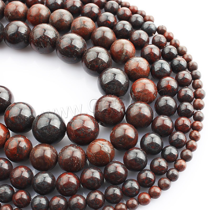 Perles en jaspe bréchique, Corde d'armure, Rond, naturel, normes différentes pour le choix, Longueur:Environ 15 pouce, Vendu par brin