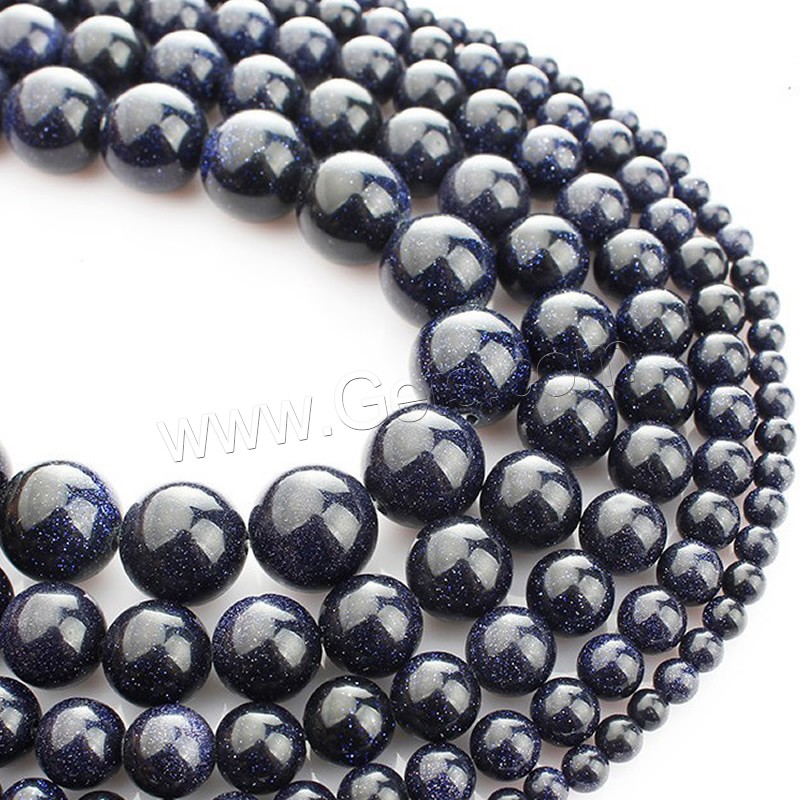 Blue Goldstone Beads, Round, different size for choice, Length:Approx 15 Inch, Sold By Strand