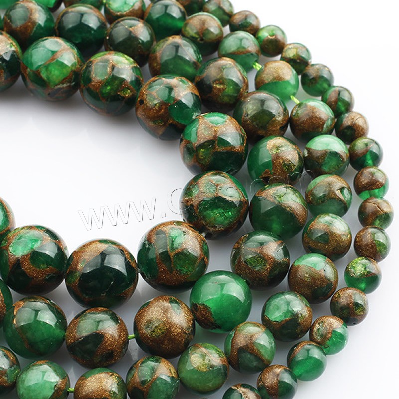 Perles en verre aventuriné, pierre d'or, Rond, normes différentes pour le choix, vert, Longueur:Environ 15 pouce, Vendu par brin