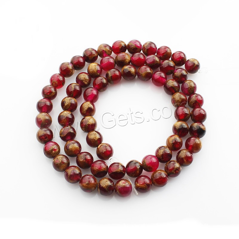 Perles en verre aventuriné, pierre d'or, Rond, normes différentes pour le choix, rouge, Longueur:Environ 15 pouce, Vendu par brin