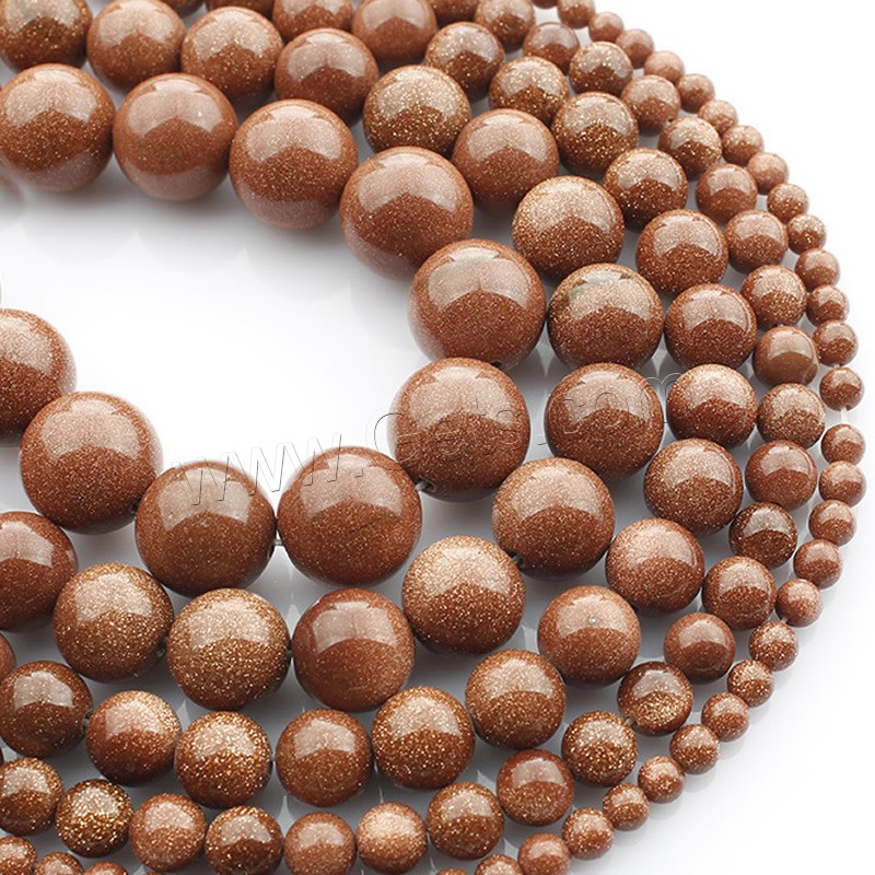 Goldstone Beads, Round, different size for choice, Length:Approx 15 Inch, Sold By Strand