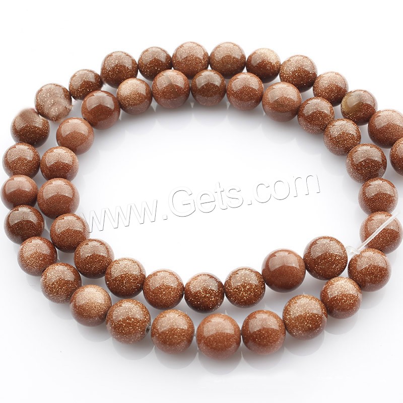 Goldstein Perlen, Goldsand, rund, verschiedene Größen vorhanden, Länge:ca. 15 ZollInch, verkauft von Strang