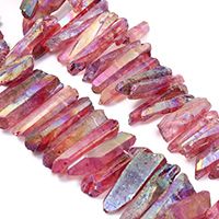 Gefärbte Quarz Perlen, Natürlicher Quarz, facettierte, rot, 20-48x7-9x7-10mm, Bohrung:ca. 1mm, Länge:ca. 16 ZollInch, ca. 52PCs/Strang, verkauft von Strang