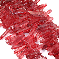 Gefärbte Quarz Perlen, Natürlicher Quarz, facettierte, rot, 16-48x7-9x6-10mm, Bohrung:ca. 1mm, Länge:ca. 16 ZollInch, ca. 49PCs/Strang, verkauft von Strang