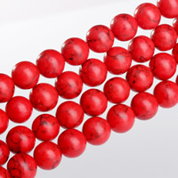 Perles en Turquoise naturelle, Rond, normes différentes pour le choix, rouge Environ 15.5 pouce, Vendu par brin
