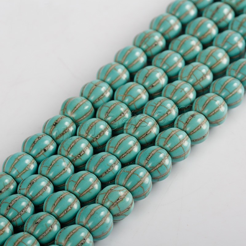 Perles en Turquoise synthétiques, lanterne, normes différentes pour le choix, vert, Longueur:Environ 15.5 pouce, Vendu par brin