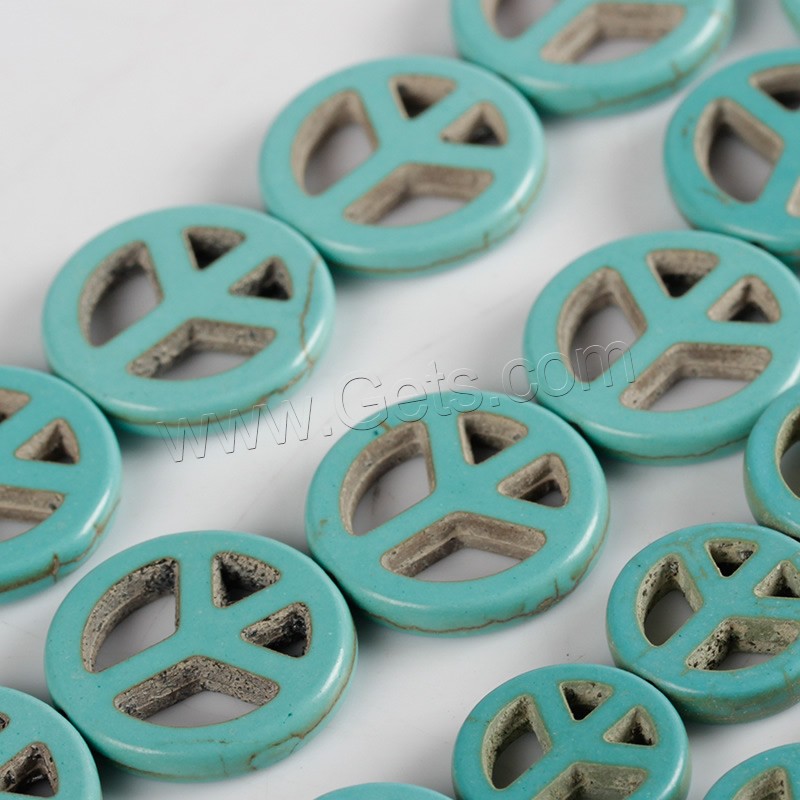 Synthetic Turquoise Beads, Peace Logo, different size for choice, green, Length:Approx 15.5 Inch, Sold By Strand