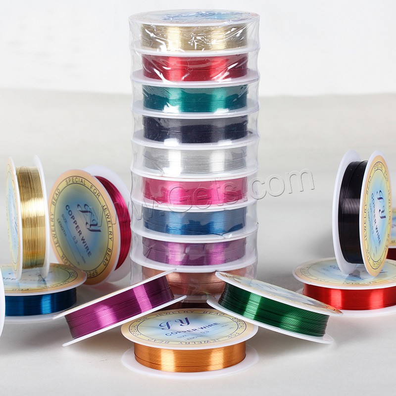 Brass Wire, with plastic spool, plated, different size for choice, mixed colors, lead & cadmium free, 10Spools/Bag, Sold By Bag