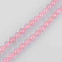 rosa Chalcedon Perle, rund, natürlich, verschiedene Größen vorhanden, Bohrung:ca. 0.5-1.5mm, Länge:ca. 15 ZollInch, verkauft von Strang